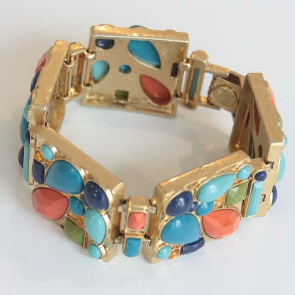 J. Crew Jewelry - RARE! J. Crew Bracelet Blue + Coral Stones